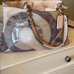 Coach fabric and leather patterned purse